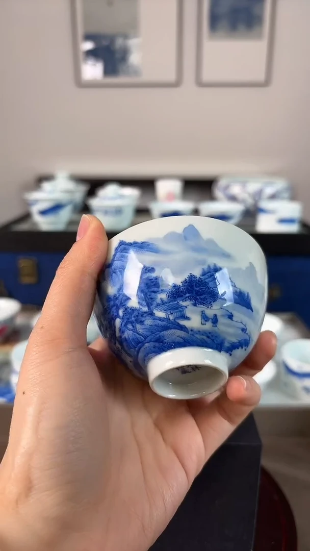 杯子陶瓷瑞林珍藏山水内外绘单杯