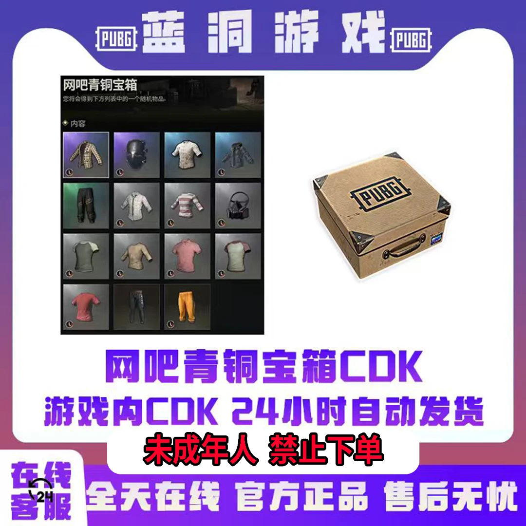 PUBG绝地求生网吧青铜宝箱白色衣服官方套装吃鸡CDK激活码兑换码