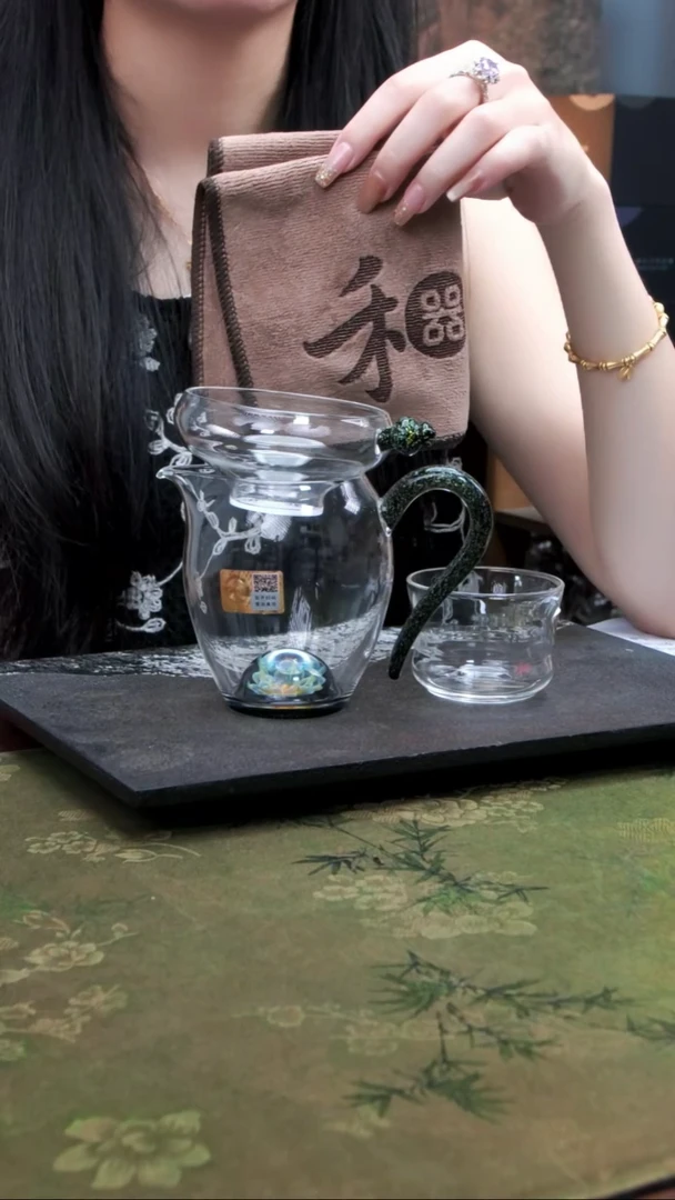 星悦怡然茶海雅青黑金+奉珠激光 黑金+茶巾