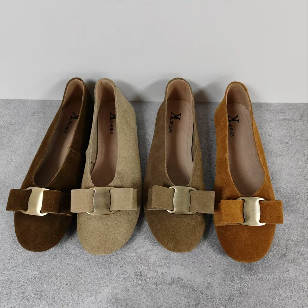 真皮2025新款百搭一脚蹬平底浅口复古气质女士鞋子软底单鞋豆豆鞋