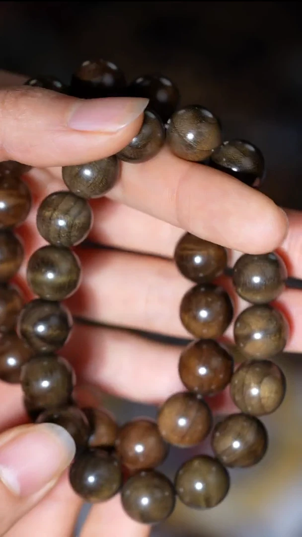 金丝楠手串/手链1.2阴沉绿料金丝楠