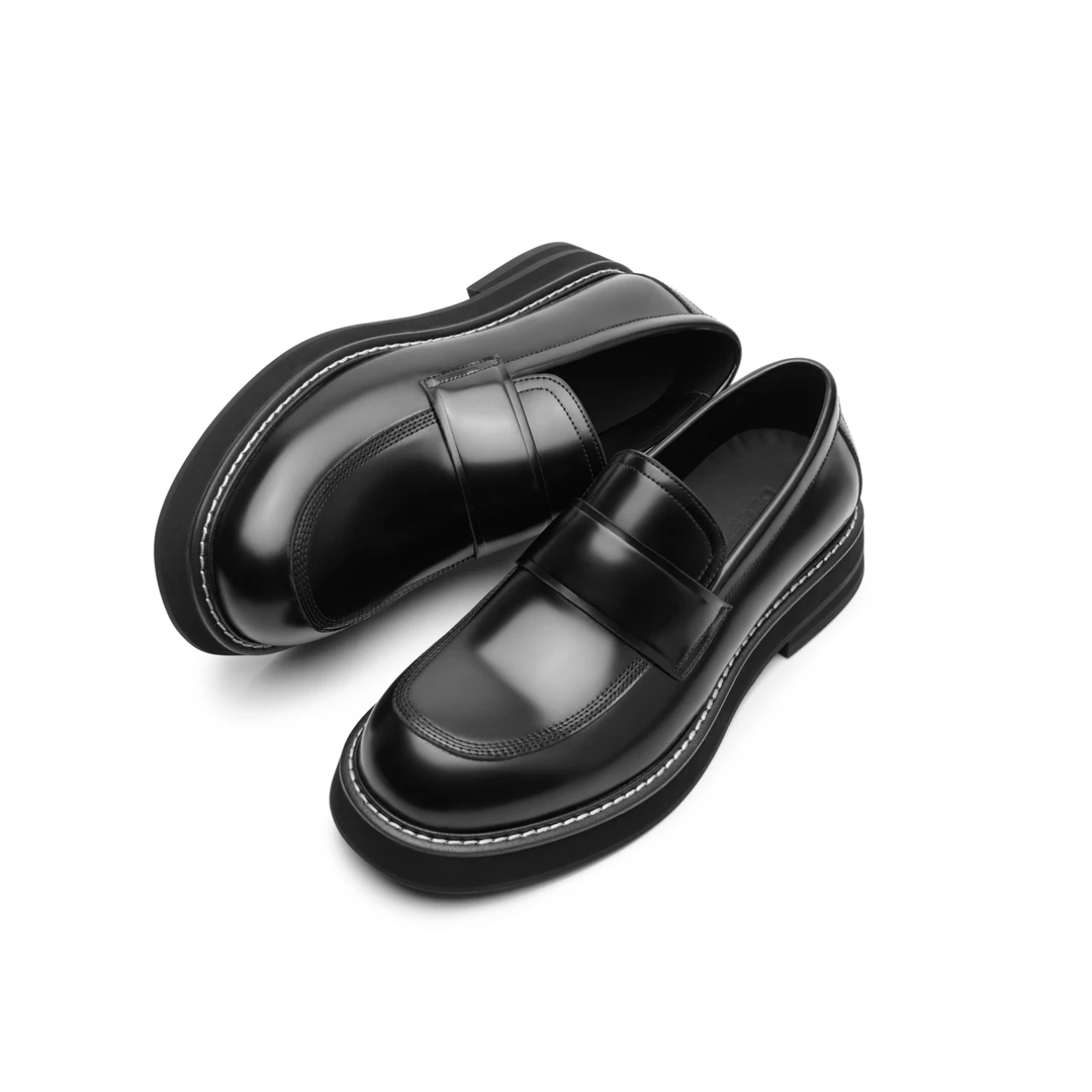 DESERTO 头层牛皮亮面小羊皮内里通勤增高舒适休闲乐福鞋皮鞋男女