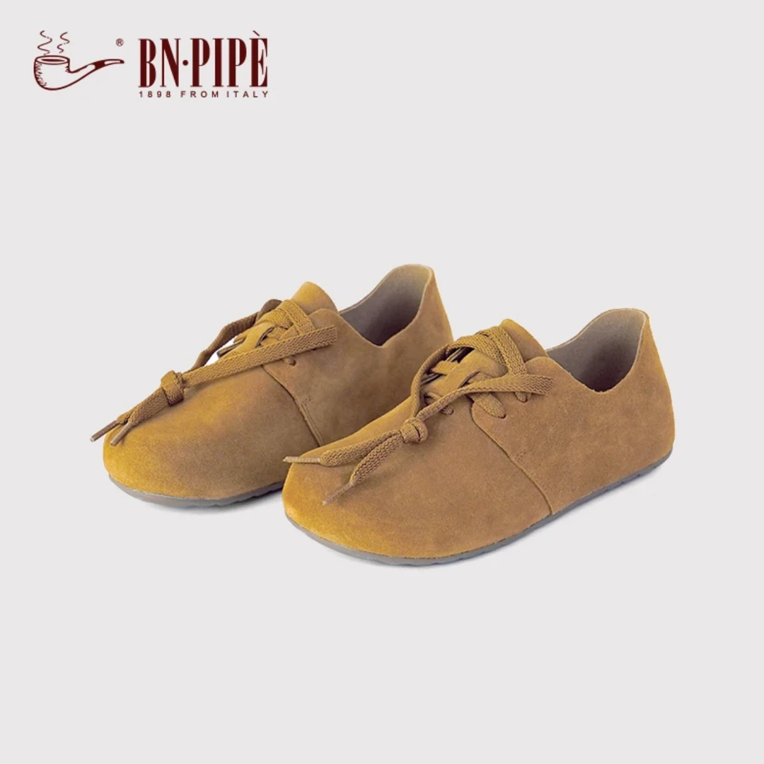 BN.PIPE/百年烟斗2025年新款勃肯鞋系带时尚单鞋英伦纯色休闲女鞋