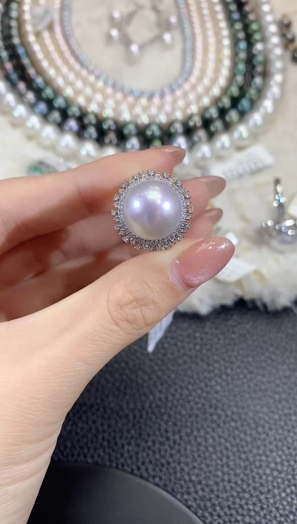18K金镶嵌戒指海水珍珠A63
