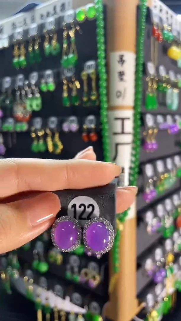 【闪购商品】翡翠耳饰银S925镶嵌122..