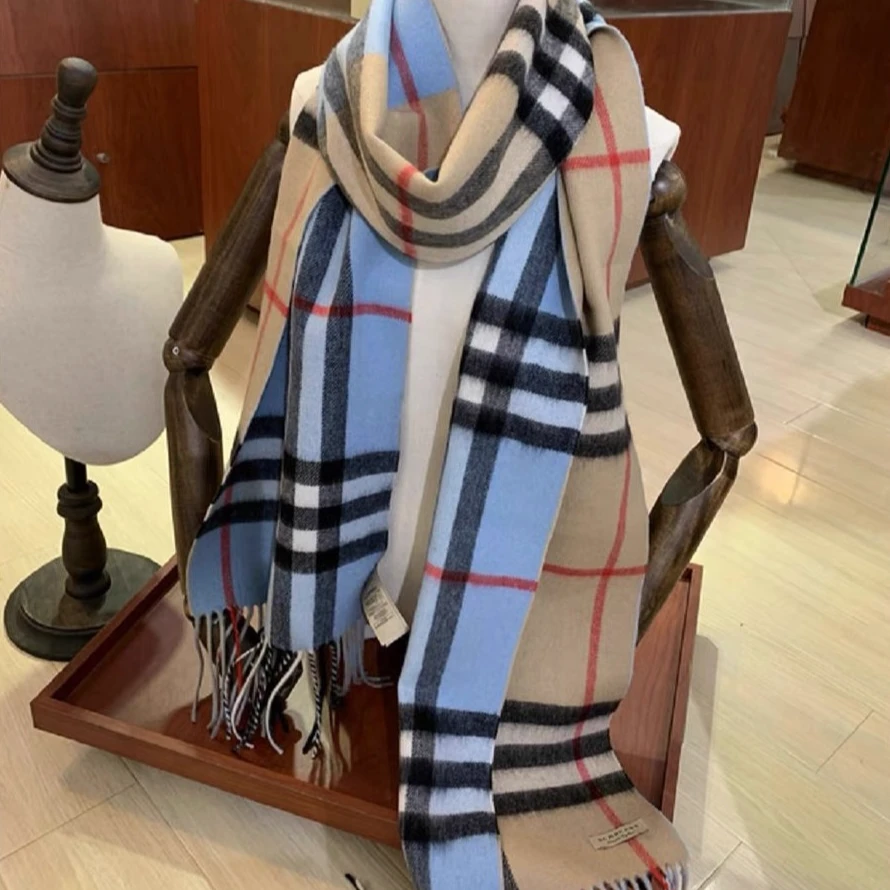 0916 新款100羊绒240*30围巾披肩女秋冬百搭双面高奢时尚长款#0