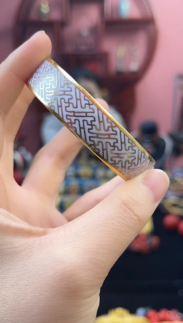 娜**^非遗 景泰蓝 宽镯 白色 60