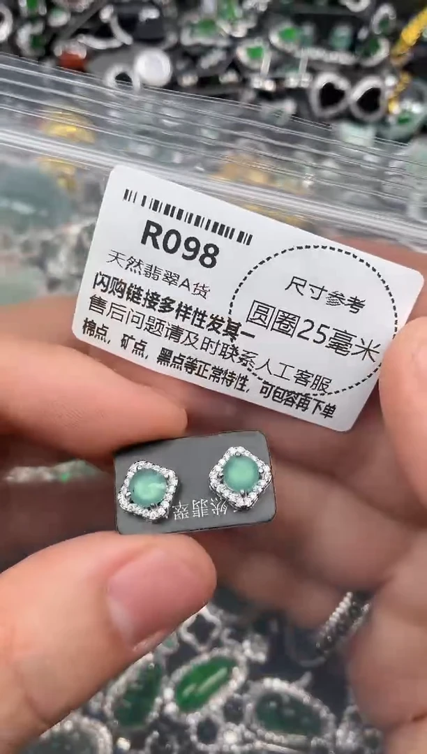 翡翠未镶嵌颈饰R098耳钉