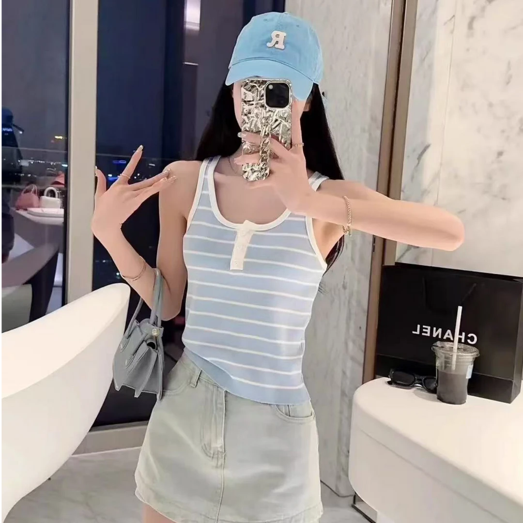 修身型日式宽松型慵懒风背心吊带拼接韩版打底夏季拼色女装