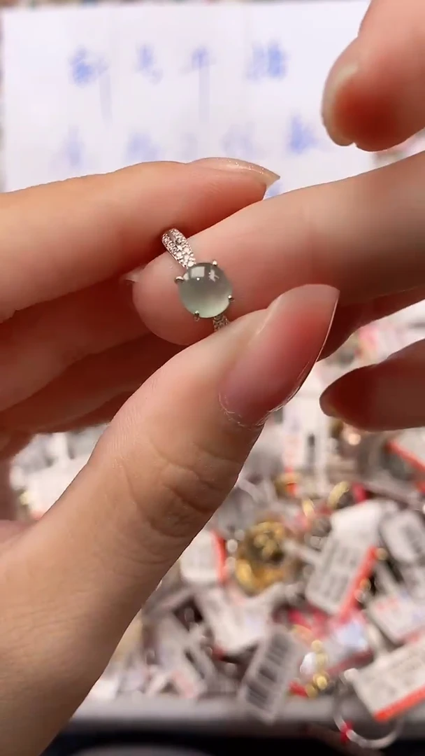 翡翠戒指银S925镶嵌戒指145