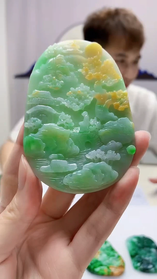 定制翡翠未镶嵌4868zm-毛货挂件山水123