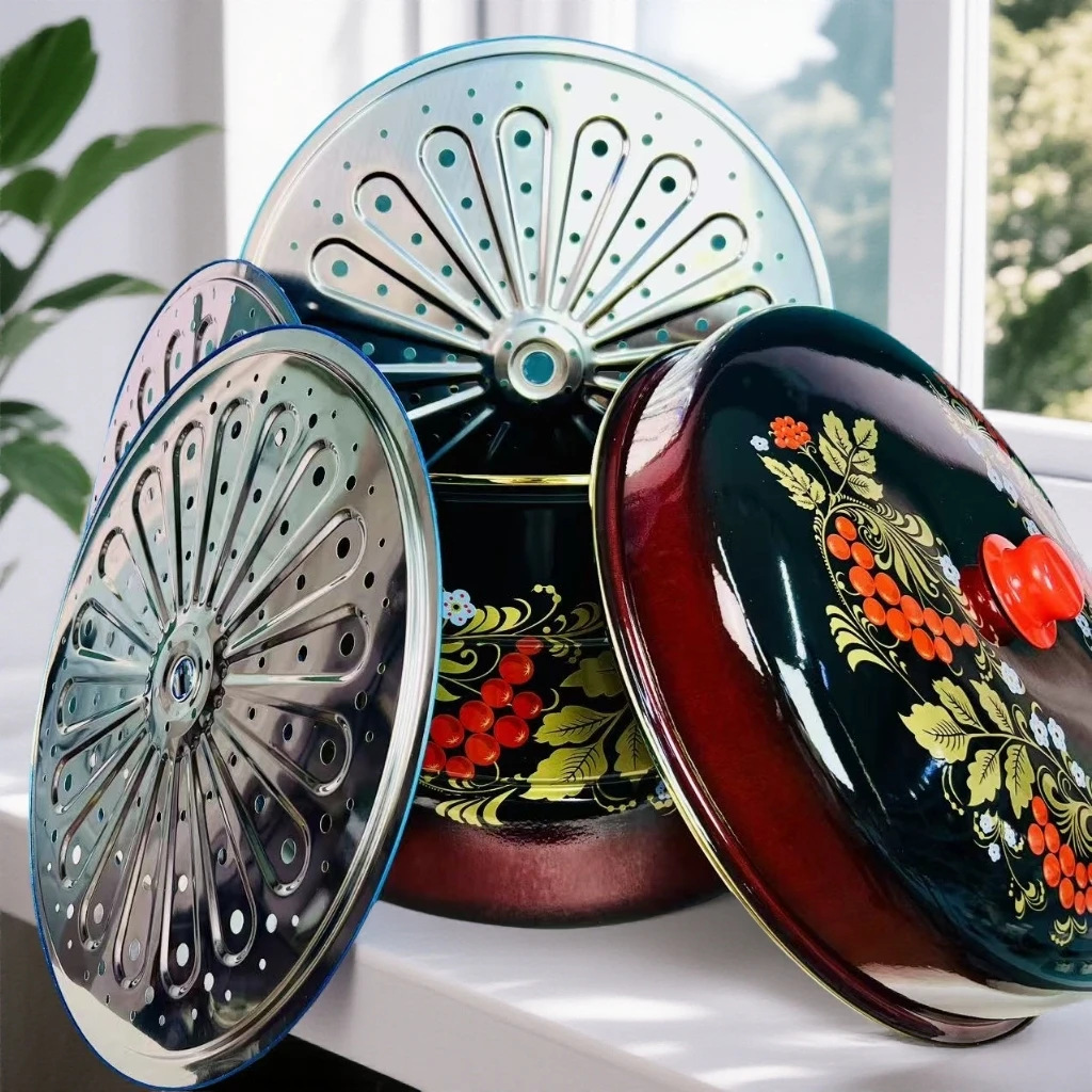 新疆包邮【黑红40cm三层蒸锅】蒸锅包子锅双层蒸锅家用蒸锅家里必备