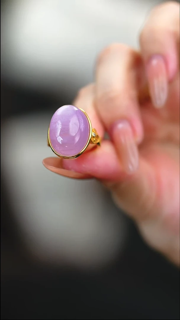 银S925镶嵌锂辉石戒指新款