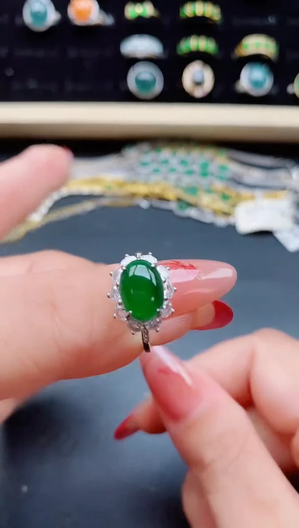 【闪购商品】翡翠戒指银S925镶嵌5080058