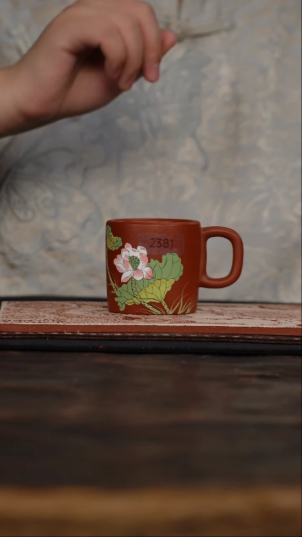 茶杯紫砂福利紫砂荷花手把