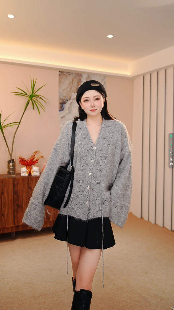 松眠（手工钩花白月光毛衣针织女装毛衣）