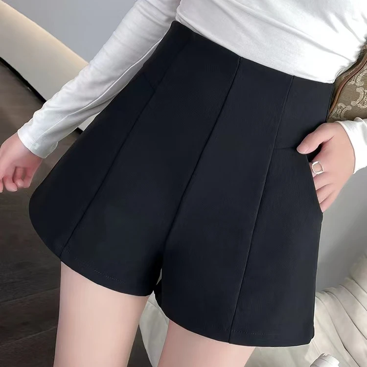 大码女装2025新款胖妹妹高腰A字阔腿裤百搭休闲西装裤热裤