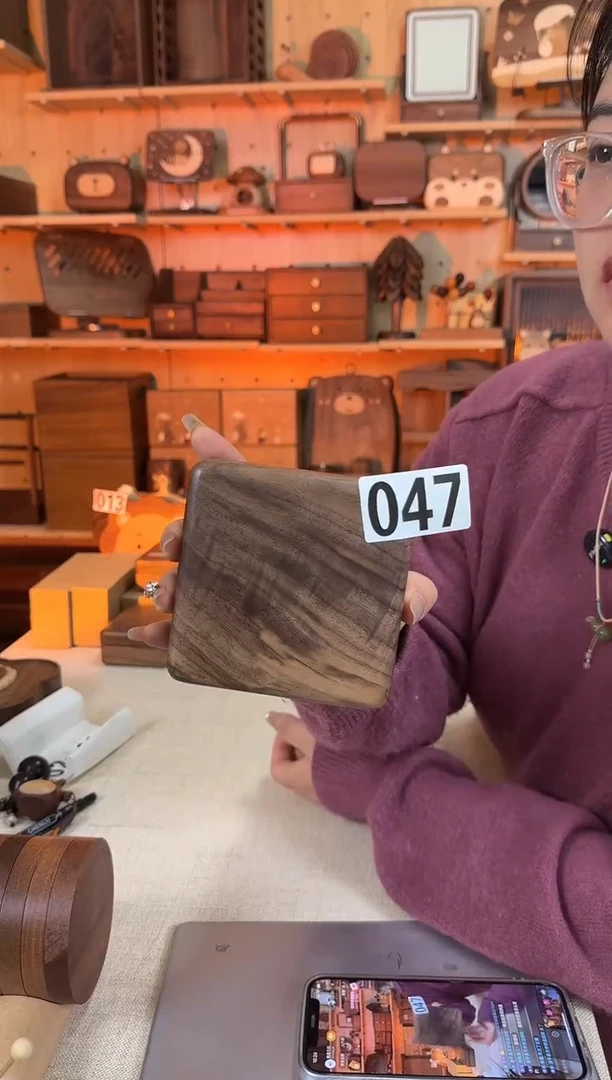 木047素面黑胡桃单层首饰盒