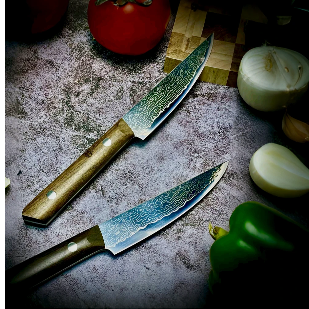 【微瑕】瓜果刀果皮刀水果刀大马士革夹钢瓜果刀10CR钢心高质量菜刀