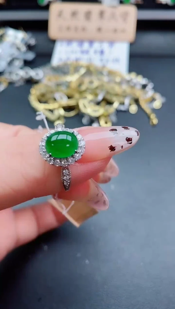 银S925镶嵌戒指翡翠1