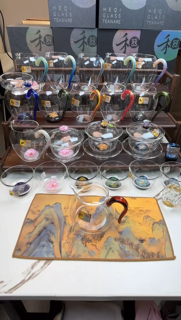 手工艺品玻璃禾器 晶悦茶漏琥珀