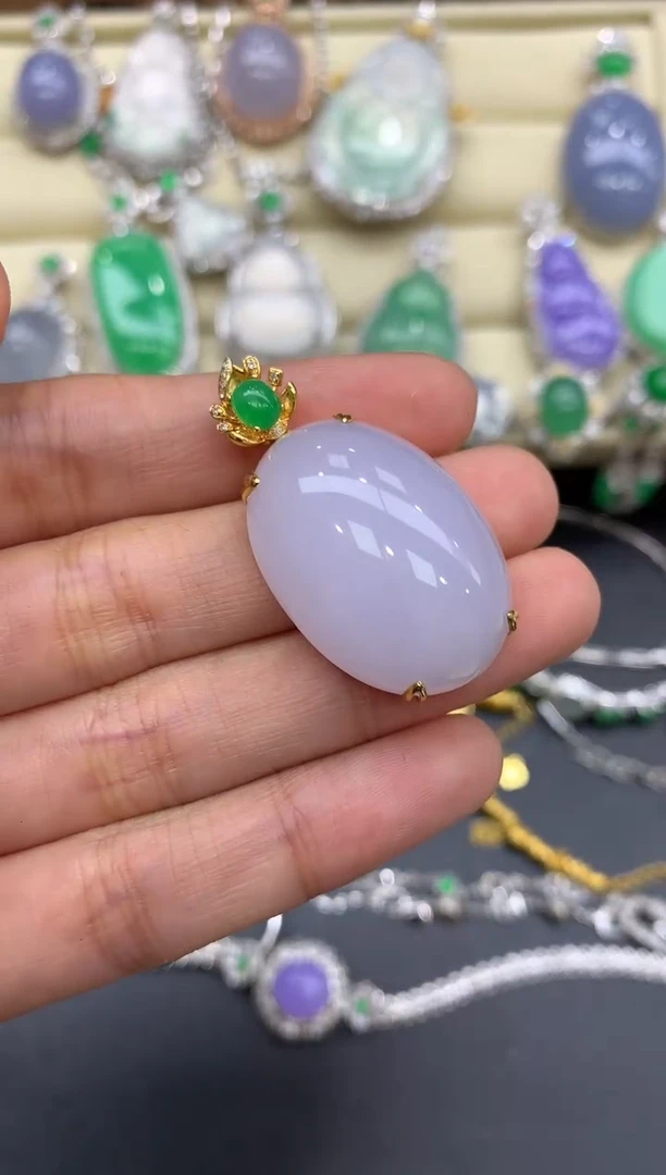 翡翠18K金镶嵌颈饰159-中国好珍宝