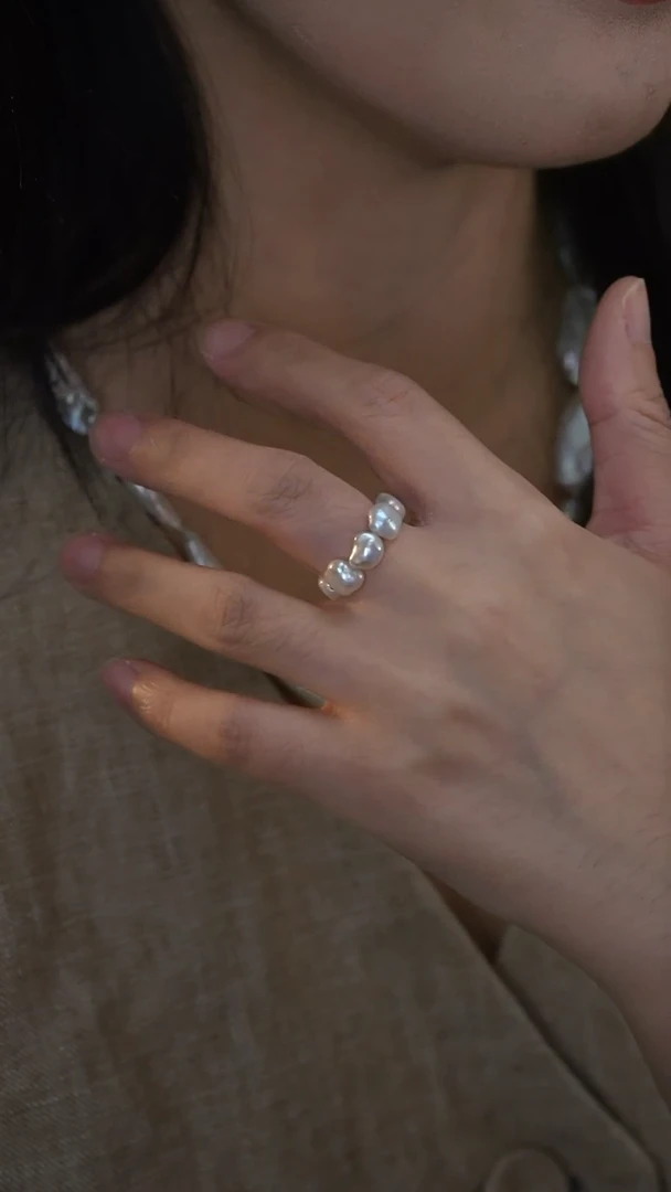 未镶嵌淡水珍珠戒指碎银珍珠戒指