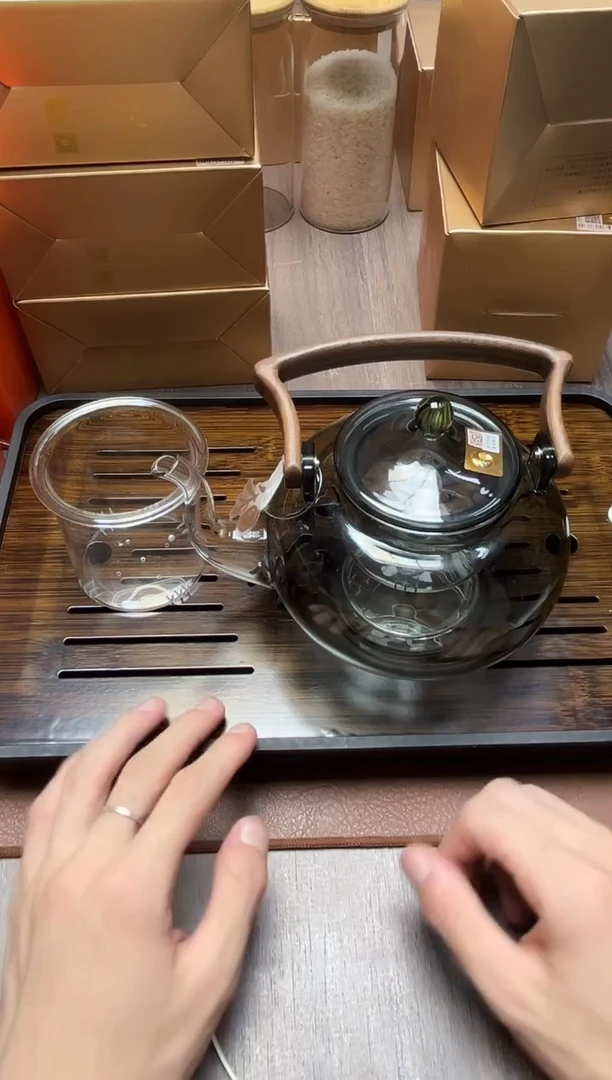 手工艺品玻璃&*&禾器烟灰色大壶双内胆