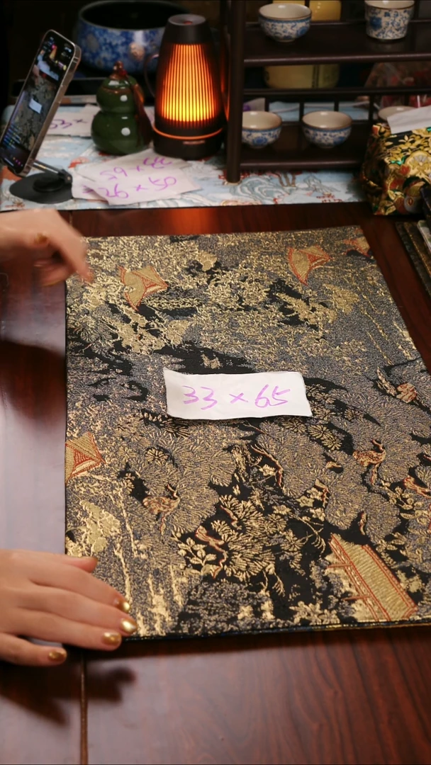 【福利西阵织登鹳雀楼黑金双面】中国风干泡织锦茶席33*65