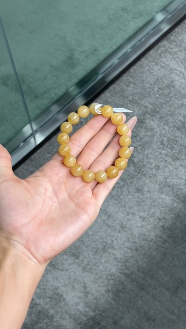 未镶嵌手串和田玉且末金山微色差卡12J