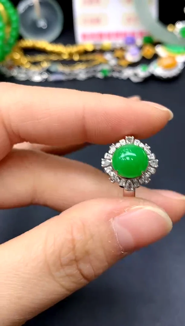 18K金镶嵌戒指翡翠574-中国好珍宝