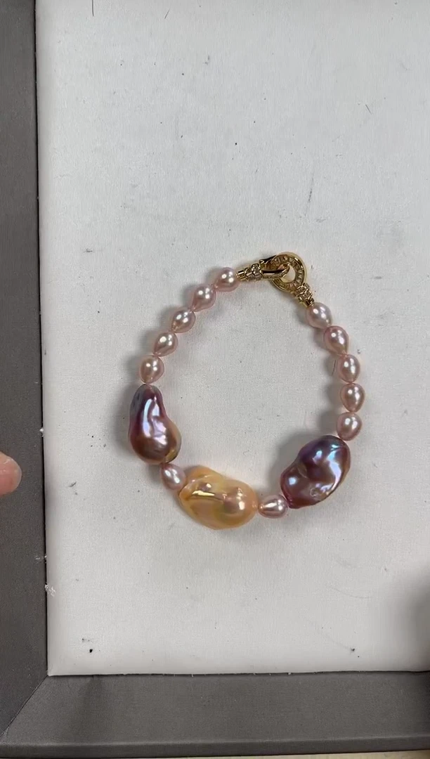 【闪购商品】淡水珍珠手链银S925镶嵌巴洛克手链