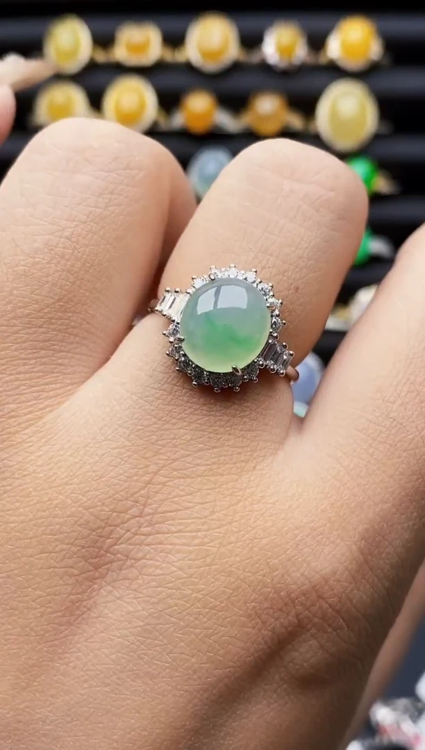 银S925镶嵌戒指翡翠4169