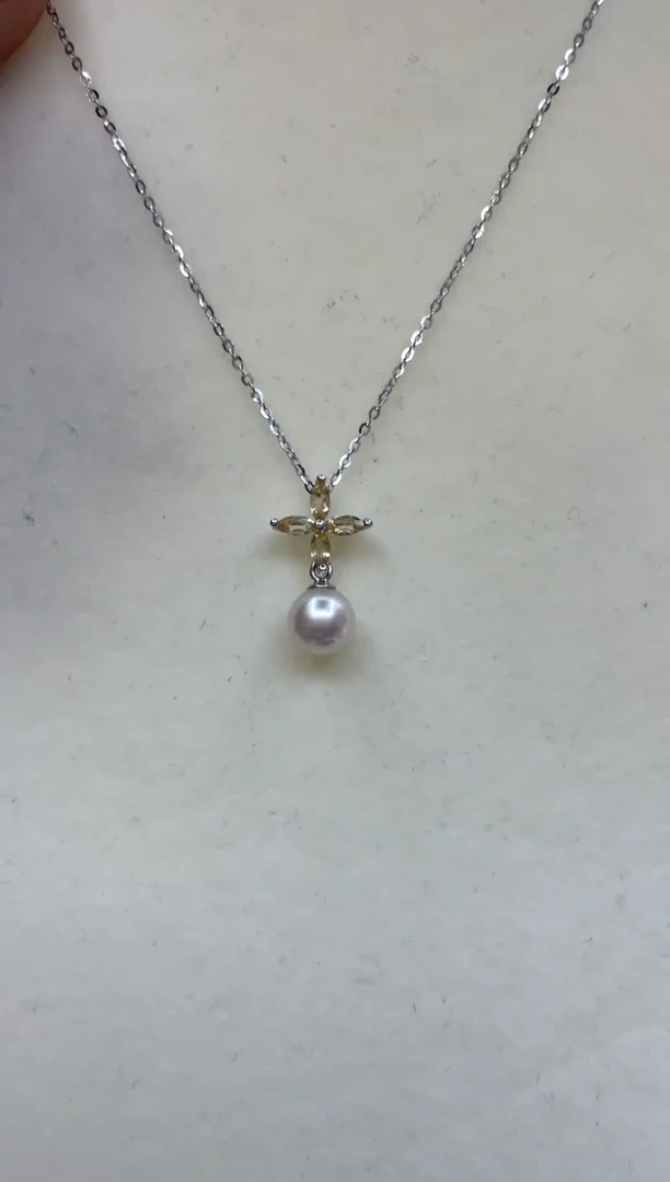 颈饰银S925镶嵌海水珍珠7-8