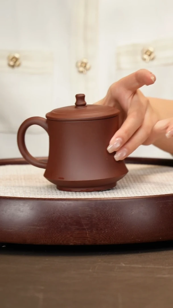 紫砂茶杯底槽清盖杯