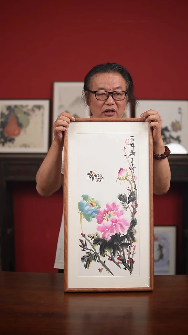 国画手绘=36*69带框夏寒作品