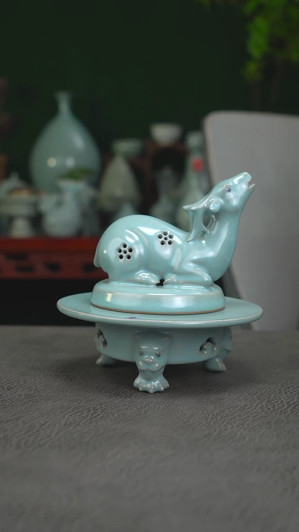 纯手工   90号小鹿香炉  大瑕简包-二