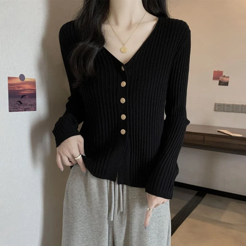 大码女装2025夏季新款长袖针织衫百搭保暖秋季长袖3755