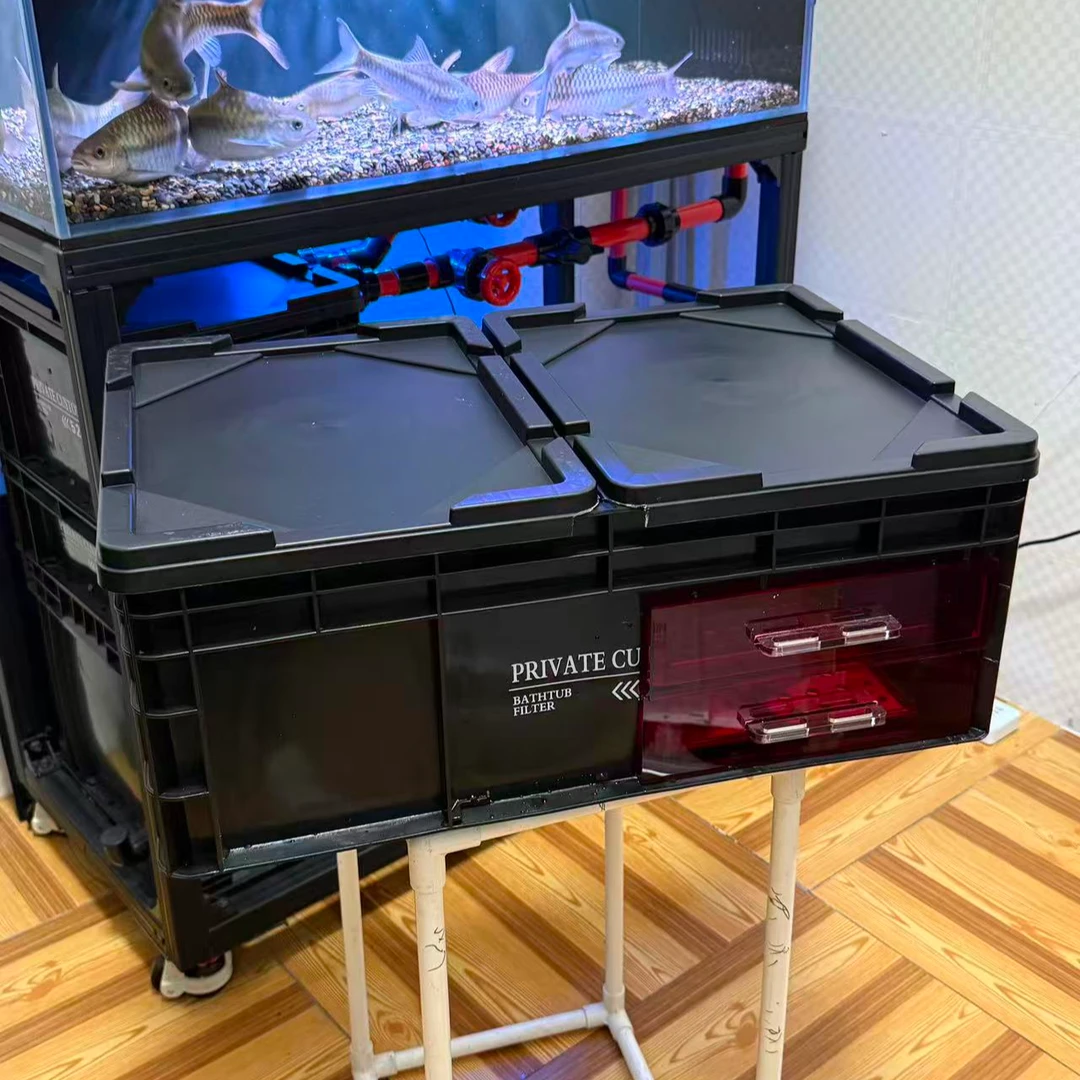 工业风周转箱鱼缸沉淀仓抽屉前置沉淀鱼便配亚克力抽屉自带防溢流