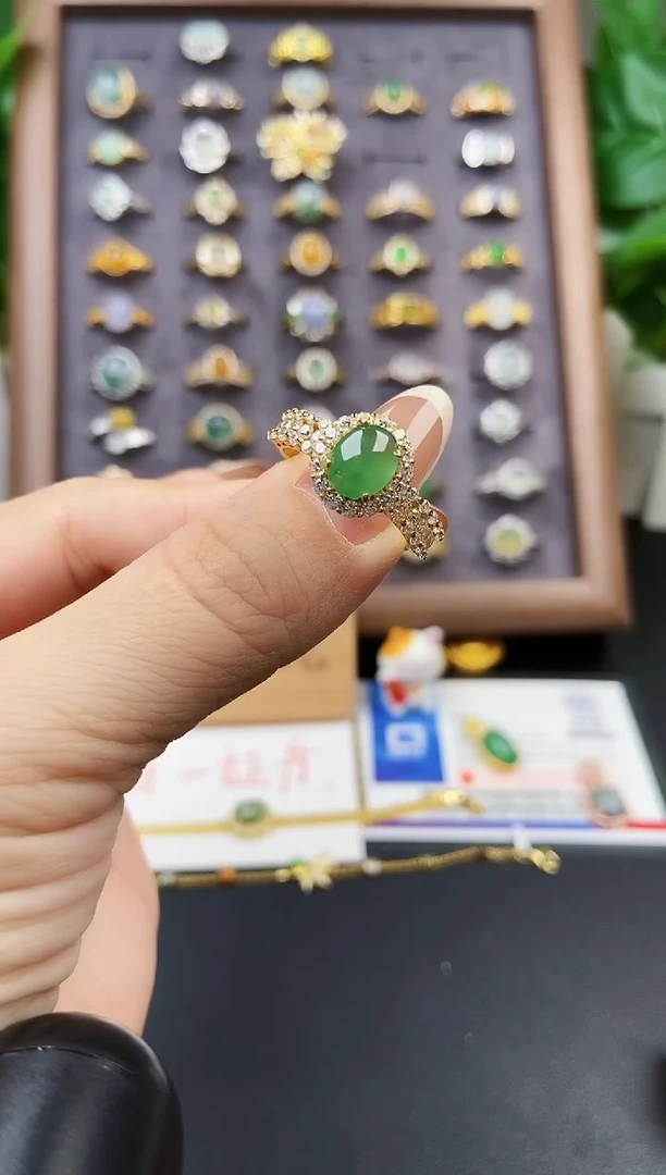 银S925镶嵌戒指翡翠12
