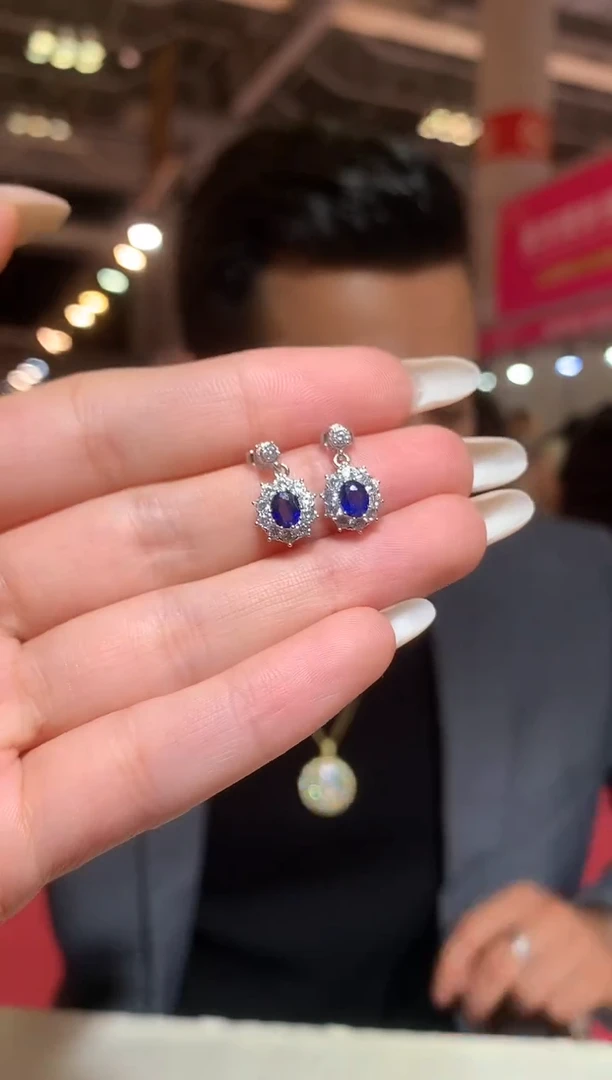 耳饰蓝宝石银S925镶嵌【宝石世家严选】