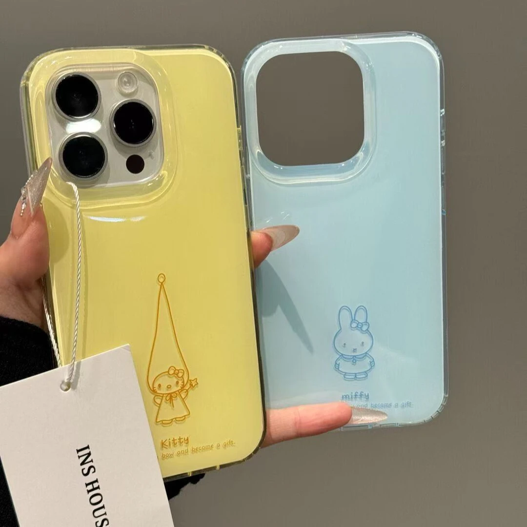 蓝色线条米菲兔适用苹果16Pro手机壳iPhone/华为/OPPO/小米/VIVO/