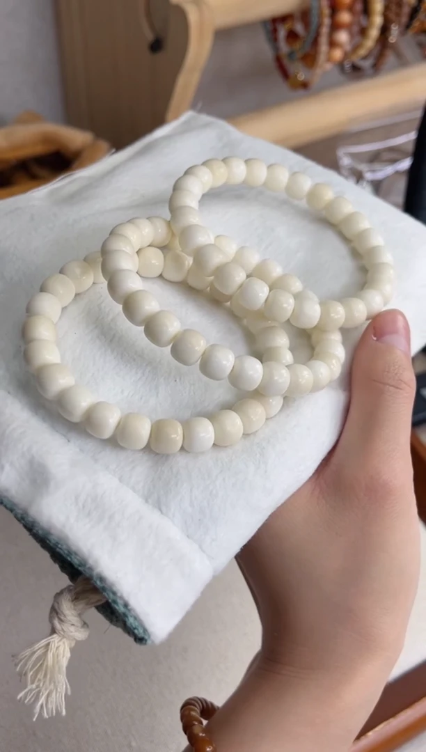 菩提根/象牙果手串白玉菩提桶珠8*9mm手串