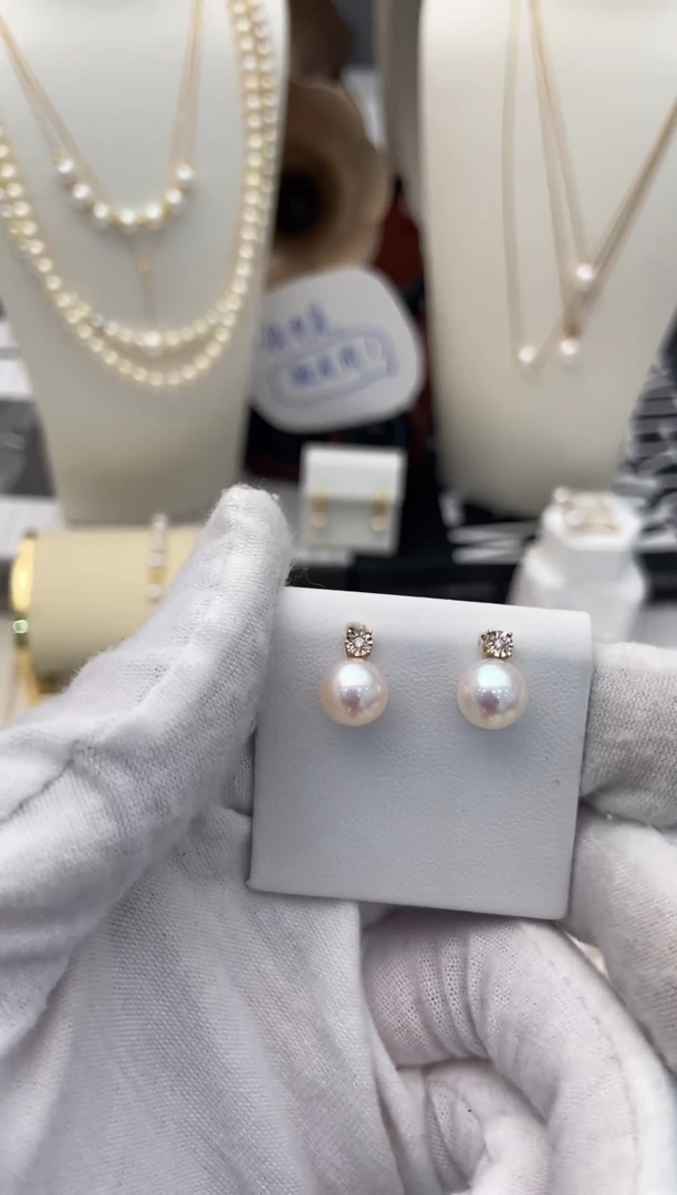 18K金镶嵌耳饰海水珍珠戴妃耳钉