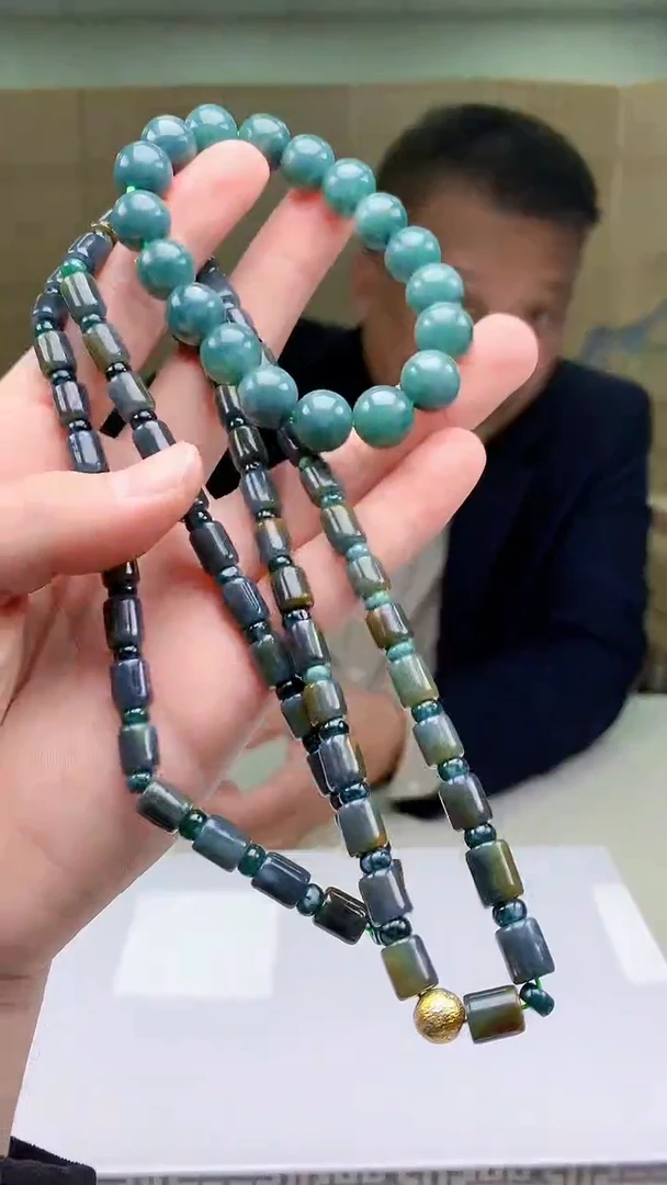 【闪购商品】定制翡翠未镶嵌4969bb-毛货珠链+手串87