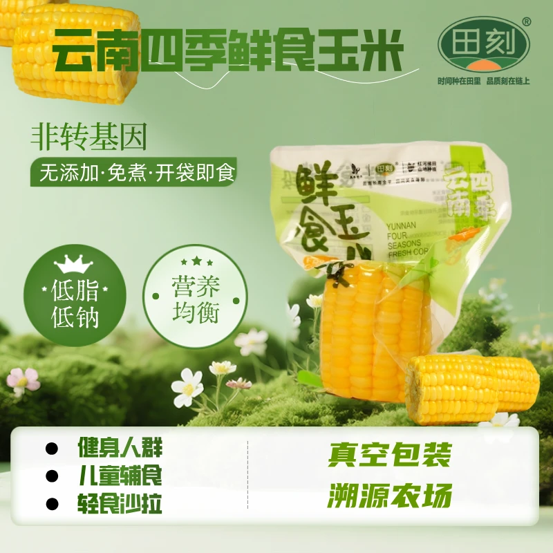 田刻云南四季鲜食水果玉米段真空包装早餐代餐免煮500g/箱