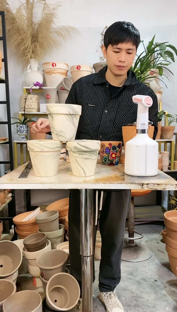 【闪购商品】红陶12.5*13绿白陶 3盆无托