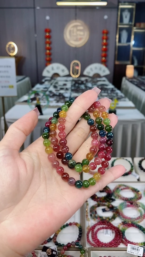 未镶嵌老矿碧玺三圈手串7mm+碧玺hon多样性发货一条