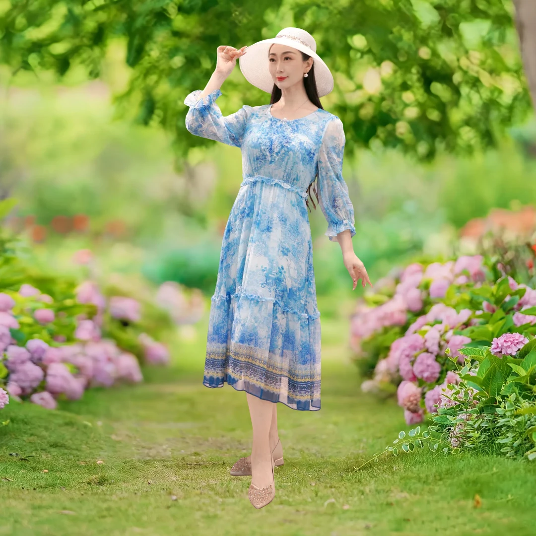 024【语桐穿搭】夏季时尚100%桑蚕丝连衣裙
