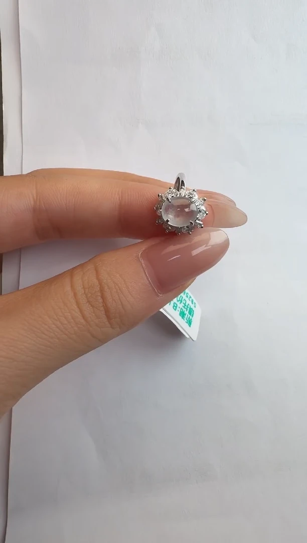 银S925镶嵌戒指翡翠通体925银镶缅甸A货翡翠戒指26